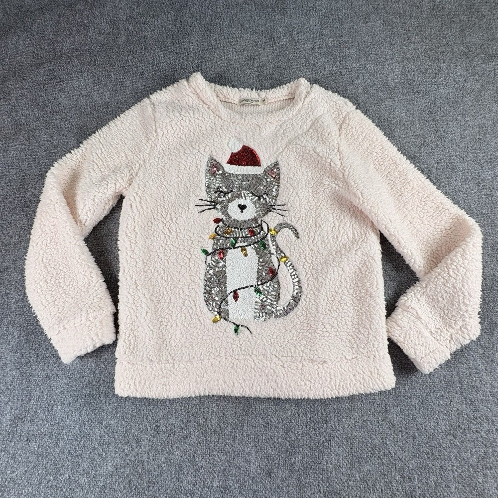 Chance Or Fate Cat Christmas Sweater Women S Pink‎ Sequin Holiday Cozy Festive